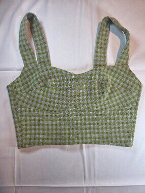 Silvia Tcherassi Green Checkered Crop Top